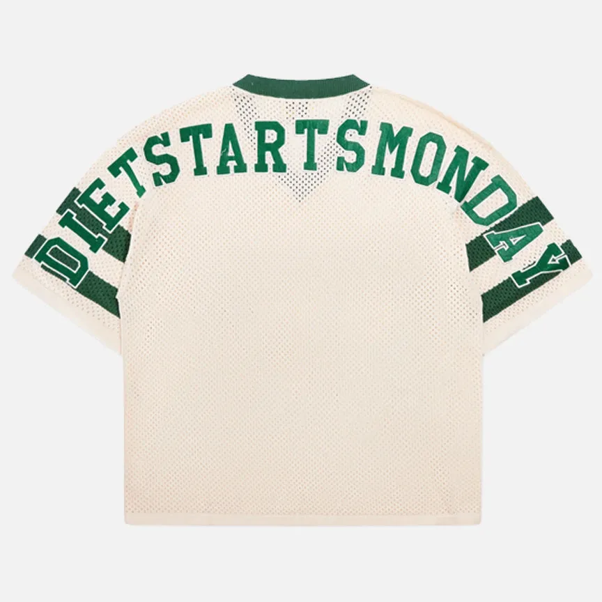 KNITTED MESH JERSEY - CREAM / GREEN sold by Lapstone & Hammer product image thumbnail 2