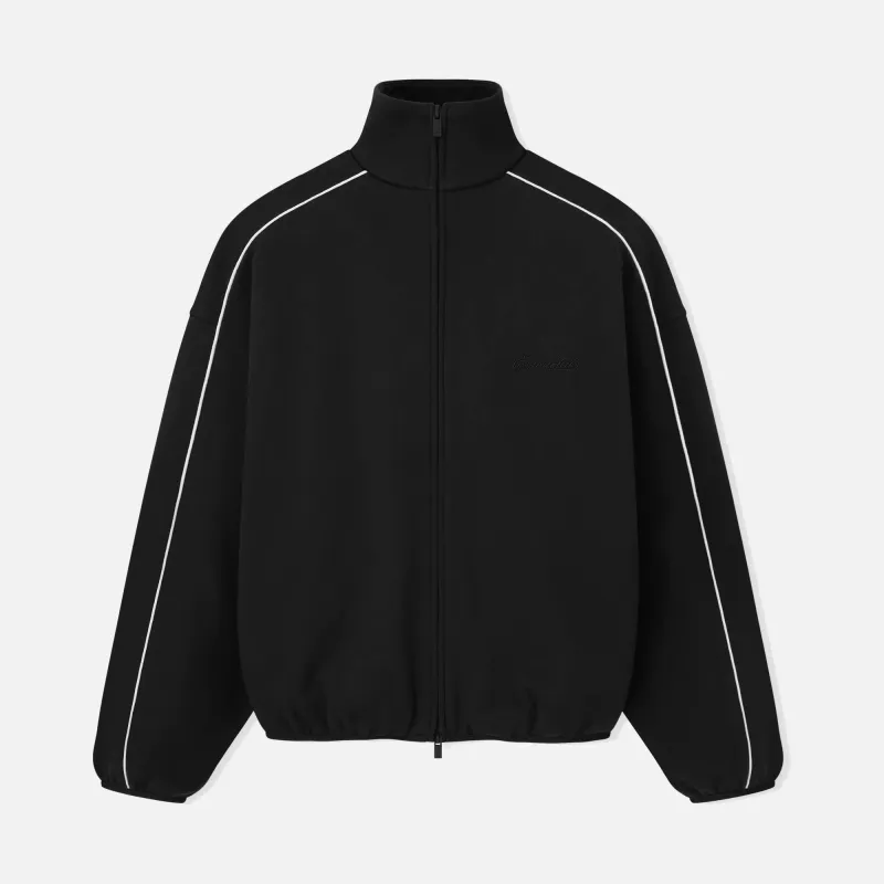 MODERN TRACK JACKET W/ PIPING - JET BLACK / CLOUD WHITE sold by Lapstone & Hammer