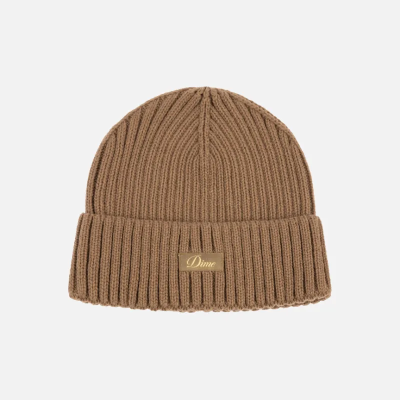 CURSIVE RIB BEANIE - COFFEE sold by Lapstone & Hammer
