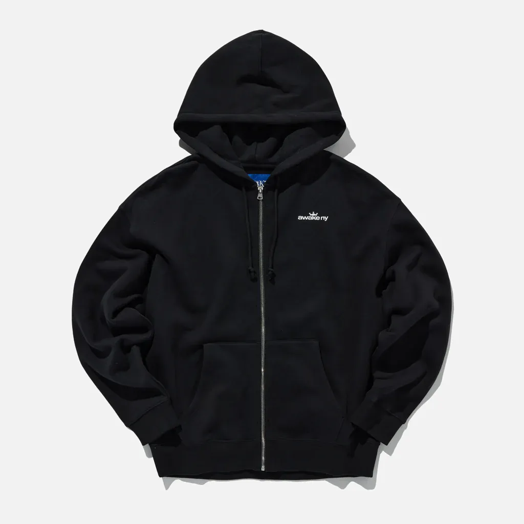 CROWN LOGO FULL-ZIP HOODIE - BLACK sold by Lapstone & Hammer