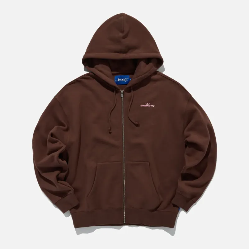 CROWN LOGO FULL-ZIP HOODIE - BROWN sold by Lapstone & Hammer