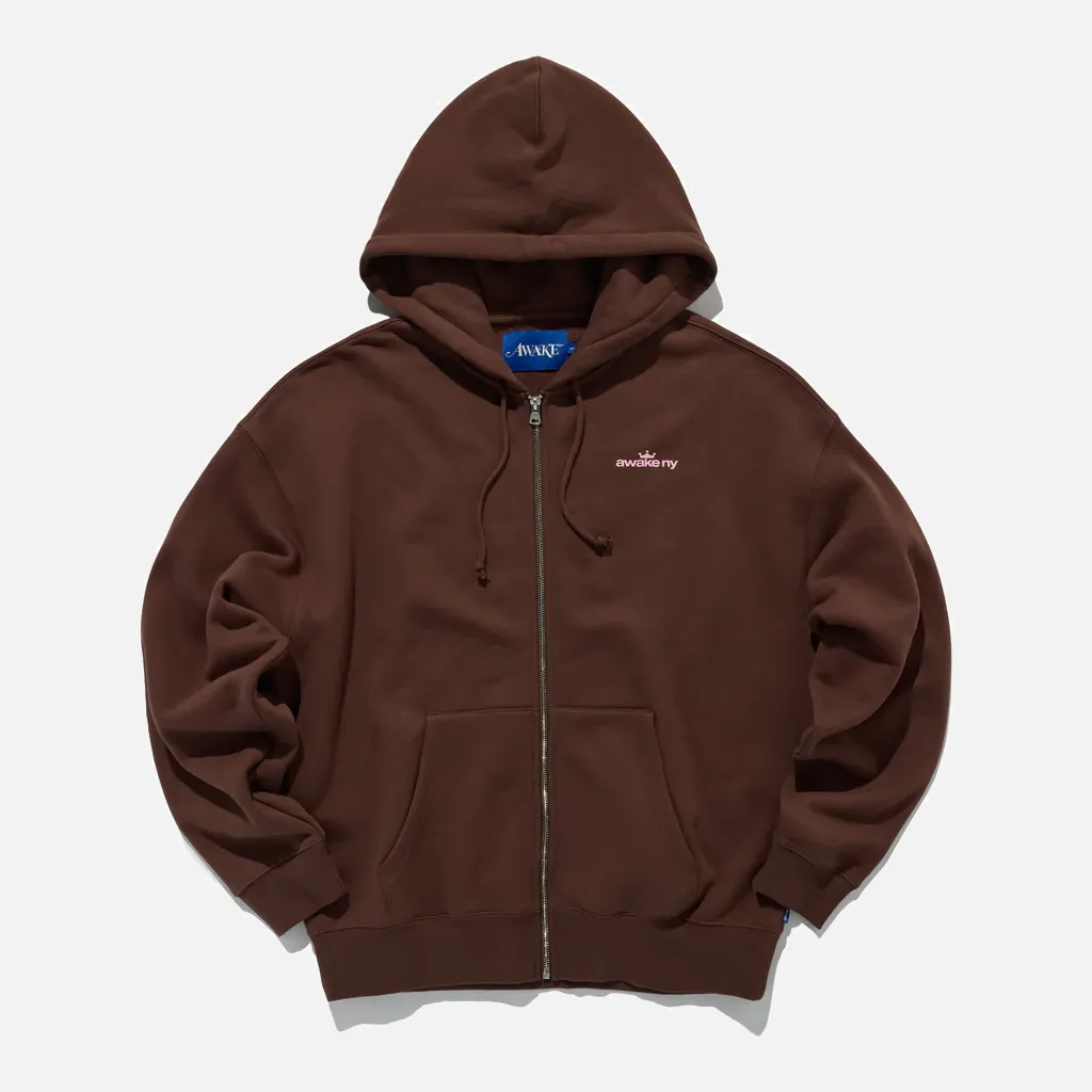 CROWN LOGO FULL-ZIP HOODIE - BROWN sold by Lapstone & Hammer
