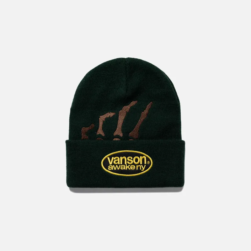 VANSON SKELETON BEANIE - GREEN sold by Lapstone & Hammer
