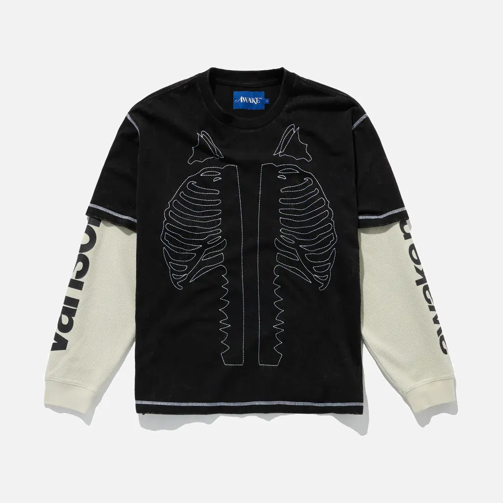 VANSON SKELETON WAFFLE T-SHIRT - BLACK sold by Lapstone & Hammer product image thumbnail 2