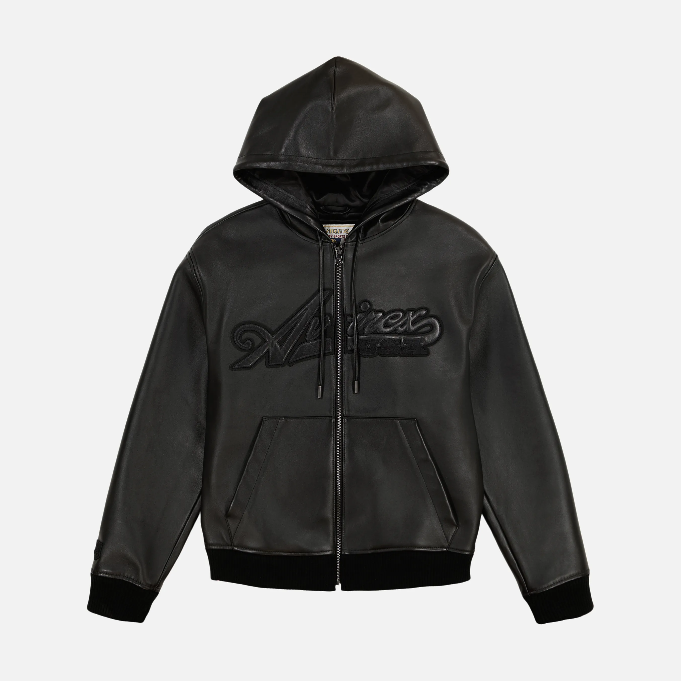 SCRIPT NAPPA LEATHER HOODIE - BLACK sold by Lapstone & Hammer