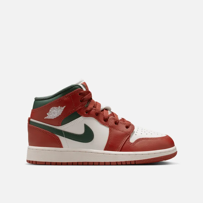 AIR JORDAN 1 MID (GS) - SAIL / REDSTONE / MIDNIGHT GREEN sold by Lapstone & Hammer