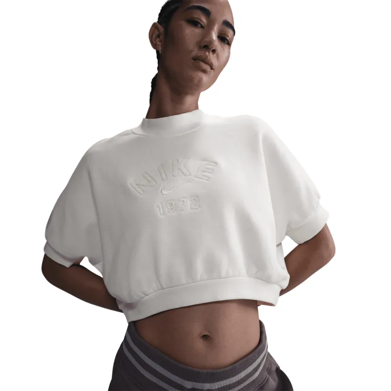 WMNS CREWNECK S/S CROPPED FRENCH TERRY TOP - SAIL made by Nike