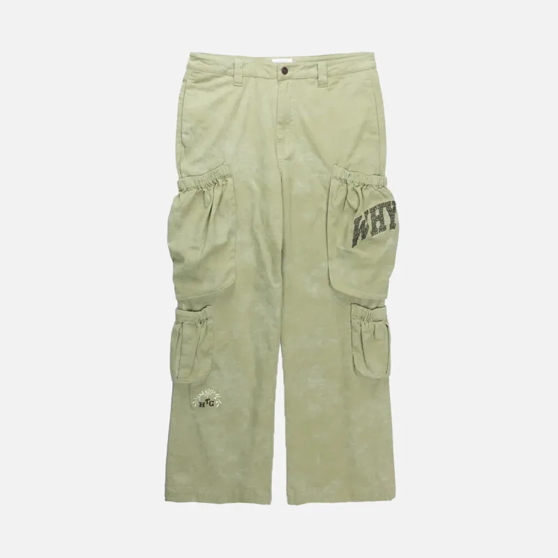 TWILL CARGO WIDE LEG PANTS - GREEN sold by Lapstone & Hammer