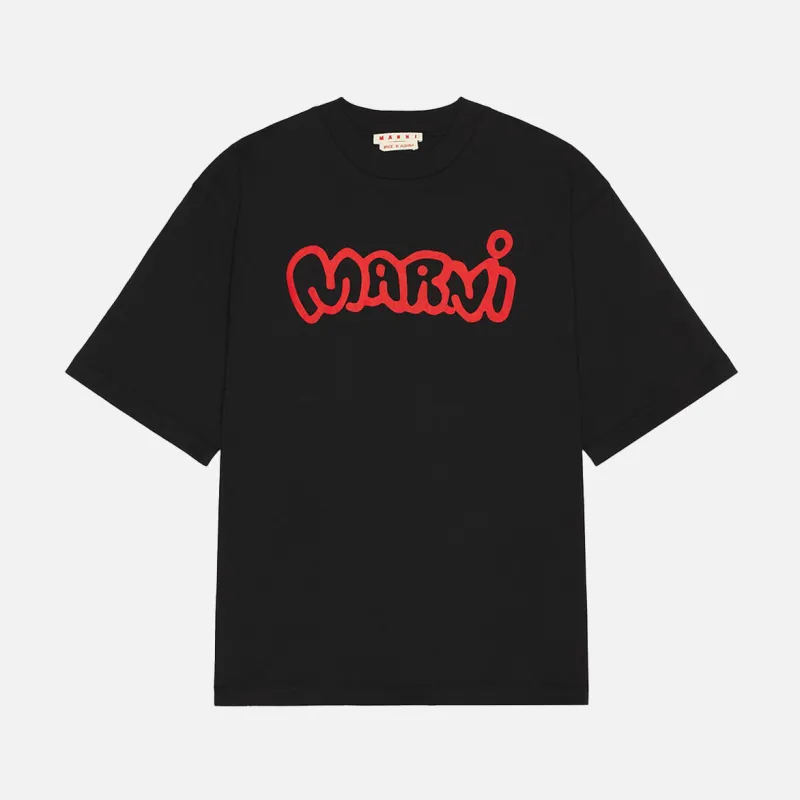 MARNI RELAXED LOGO TEE - BLACK sold by Lapstone & Hammer