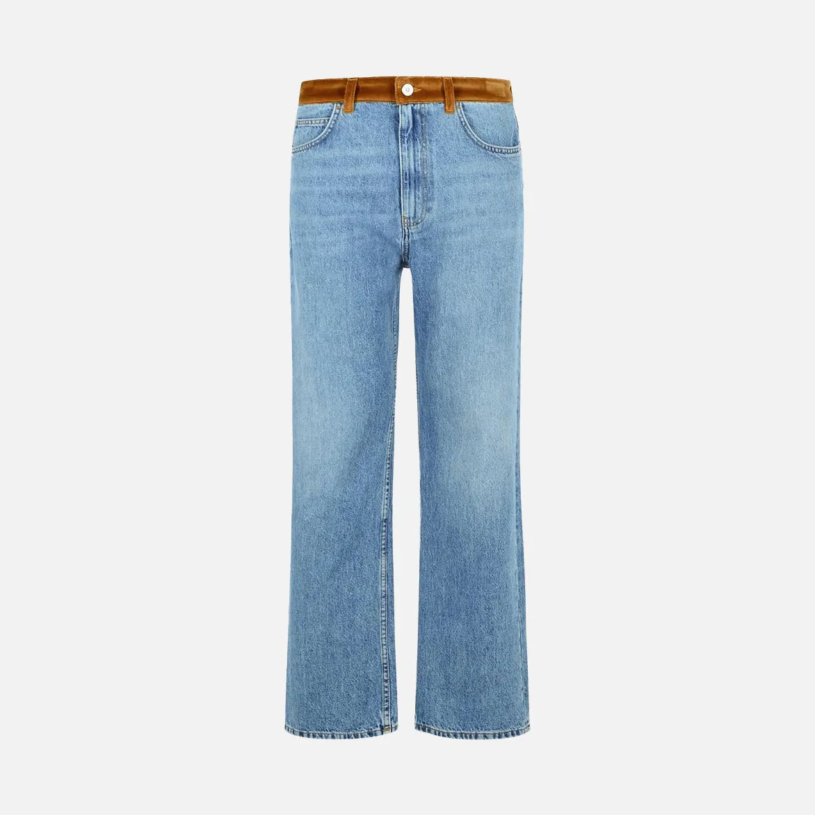 WIDE LEG DENIM W/ PATCH - DEEP BLUE sold by Lapstone & Hammer