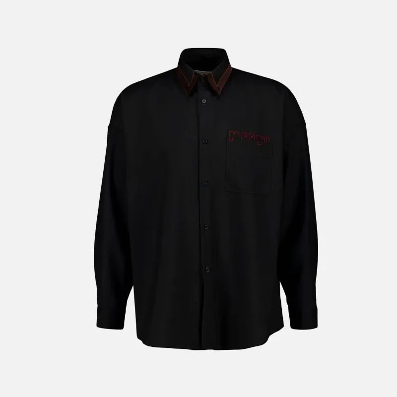 TROPICAL WOOL SHIRT - BLACK sold by Lapstone & Hammer
