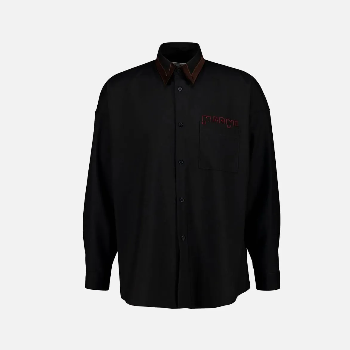 TROPICAL WOOL SHIRT - BLACK sold by Lapstone & Hammer