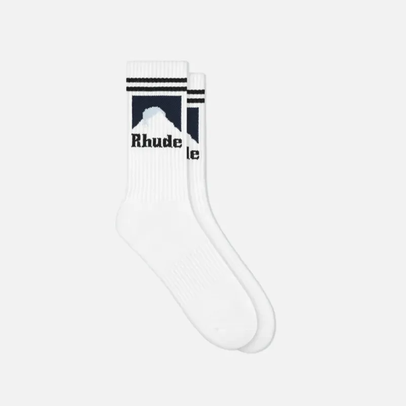 MOONLIGHT SOCK - WHITE / NAVY sold by Lapstone & Hammer