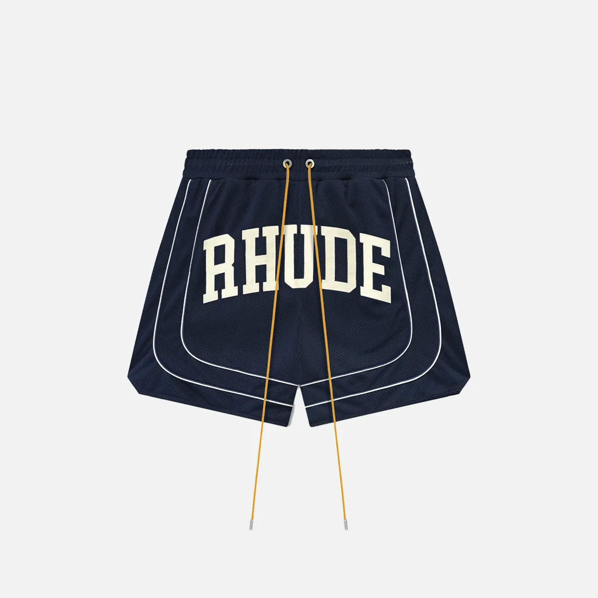 BAGGY COLLEGIATE LOGO SHORT - NAVY / CREAM sold by Lapstone & Hammer