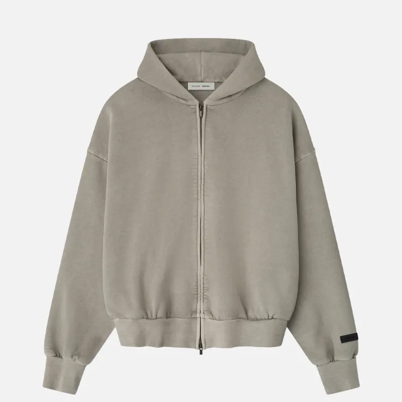 EMBROIDERED CLASSIC FULL ZIP HOODIE - SMOKE GREY sold by Lapstone & Hammer