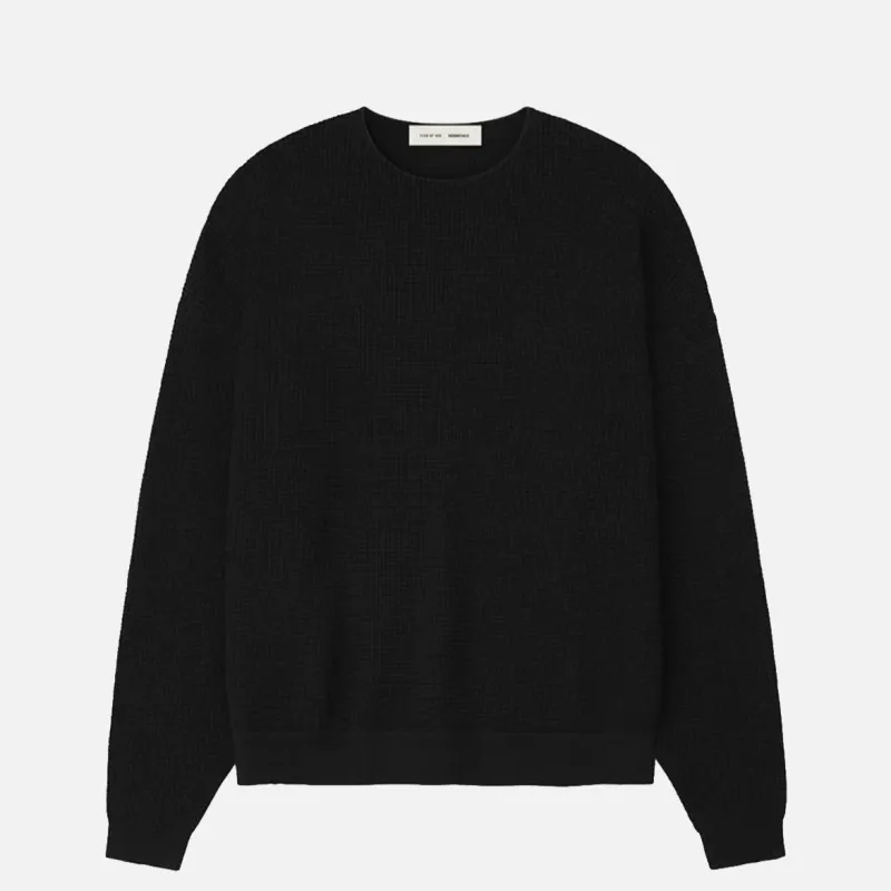 WAFFLE CREWNECK 90`S SWEATER - VINTAGE BLACK made by Fear of God