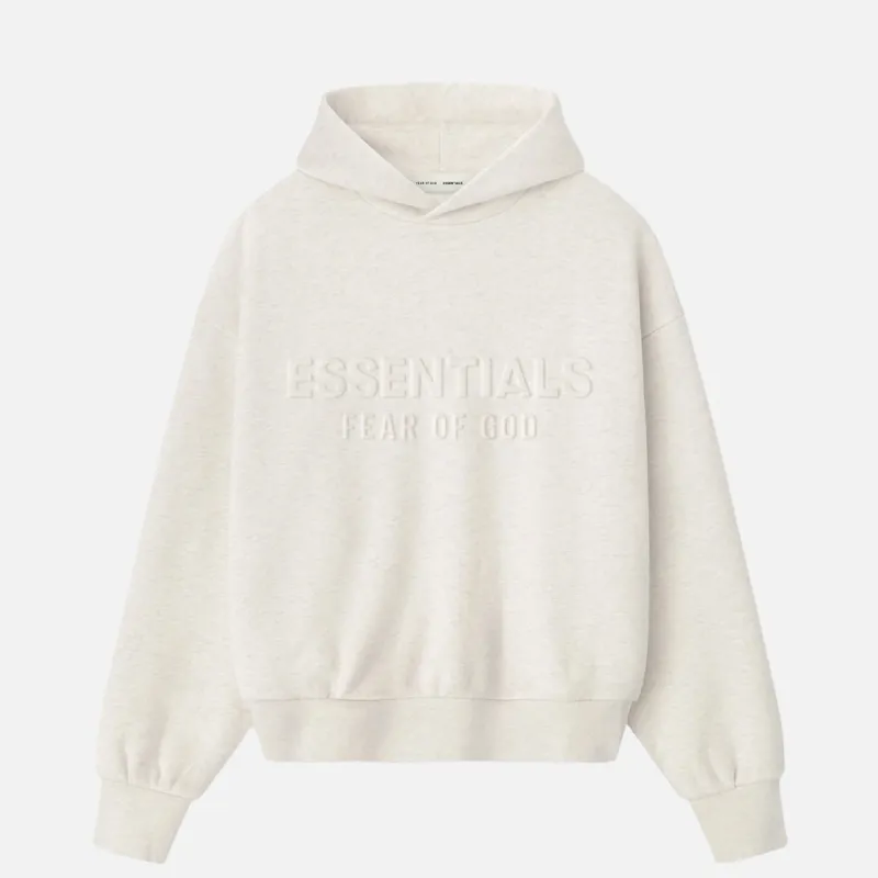 EMBOSSED ESSENTIALS CLASSIC HOODIE - OATMEAL HEATHER made by Fear of God