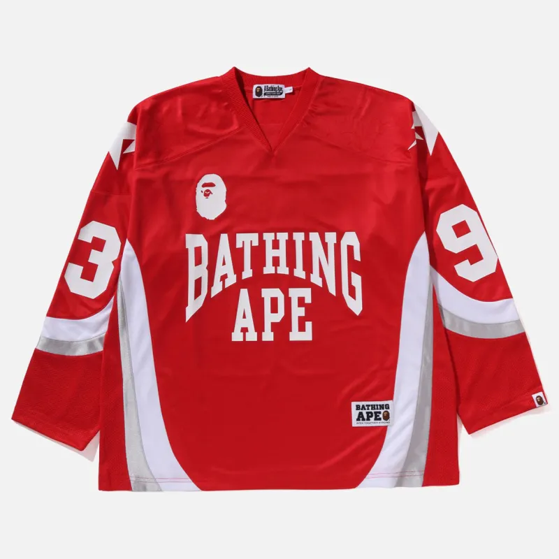 LINE CAMO JACQUARD LOGO RELAXED FIT ICE HOCKEY JERSEY - RED sold by Lapstone & Hammer