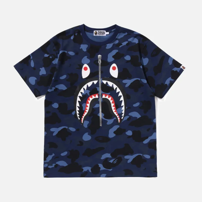 COLOR CAMO SHARK TEE - NAVY made by Bape