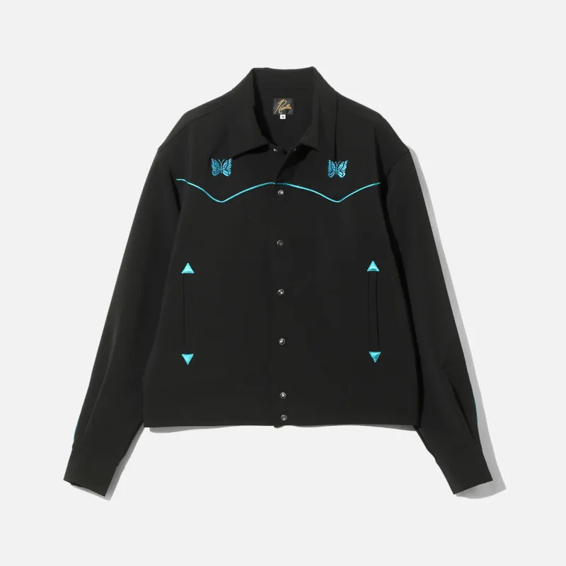PIPING COWBOY JACKET - POLY DOUBLE CLOTH - BLACK sold by Lapstone & Hammer