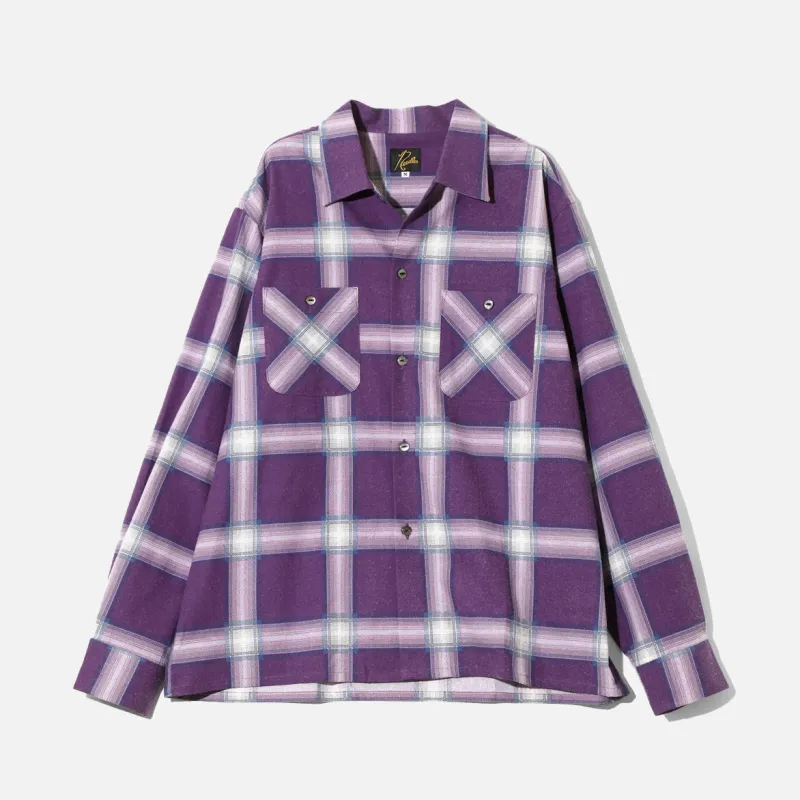 ONE-UP SHIRT - PRINTED FLANNEL/PLAID - PURPLE made by Needles