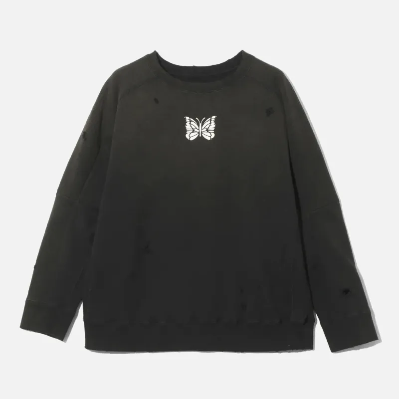 DECONSTRUCTED SWEAT SHIRT FRENCH TERRY - BLACK made by Needles