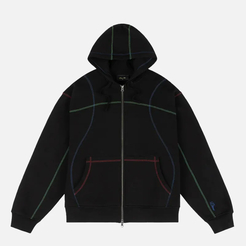 COURT ZIP HOODIE - BLACK / MULTI sold by Lapstone & Hammer