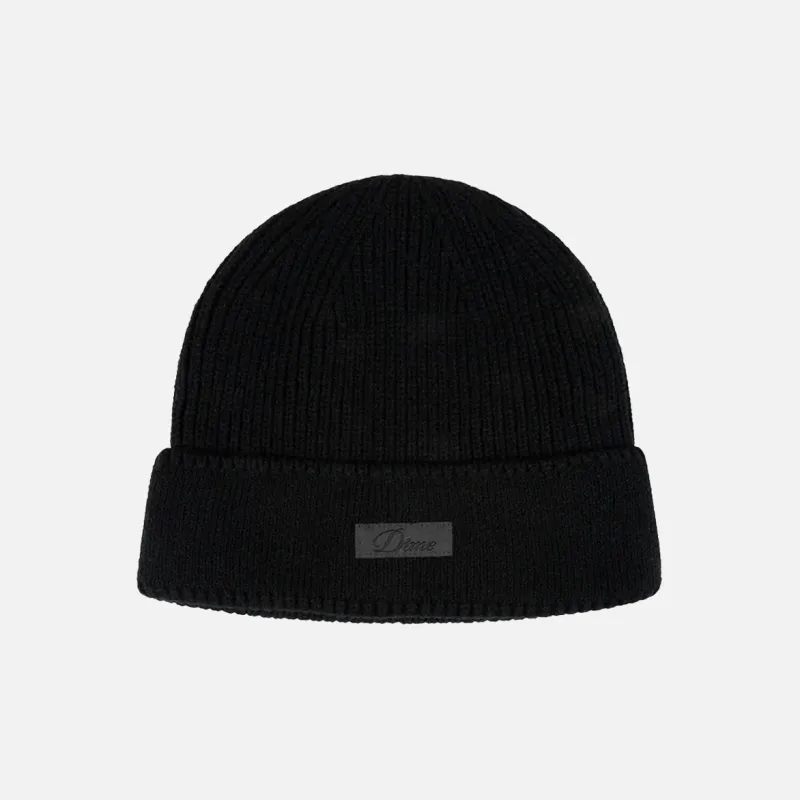 CURSIVE RIB BEANIE - BLACK made by Dime