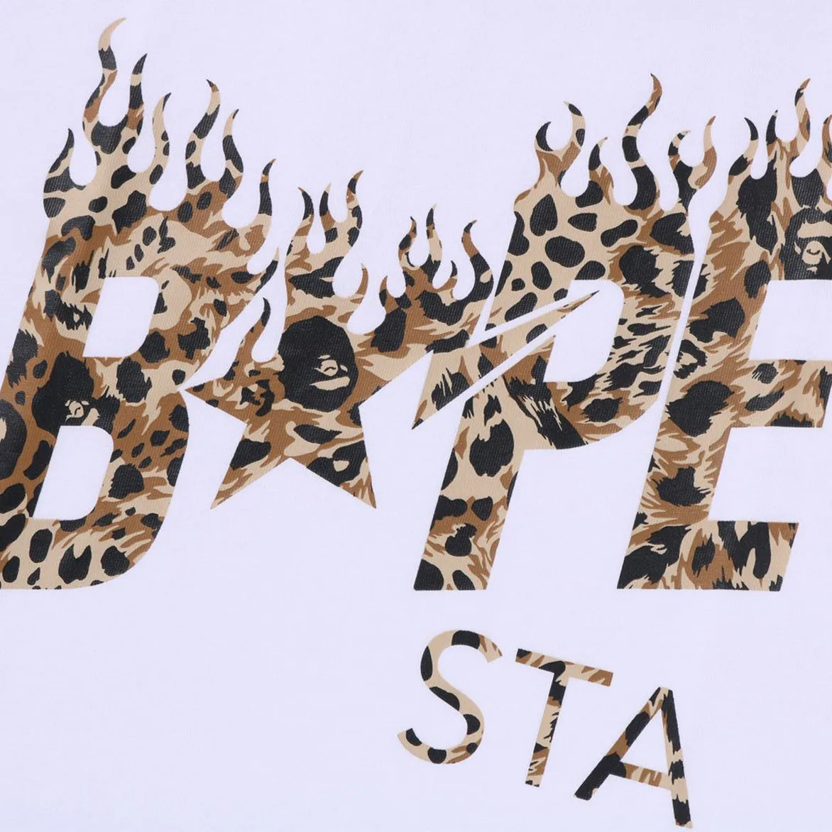 WILD LEOPARD PATTERN BAPE STA LOGO RELAXED FIT TEE - WHITE sold by Lapstone & Hammer product image thumbnail 2