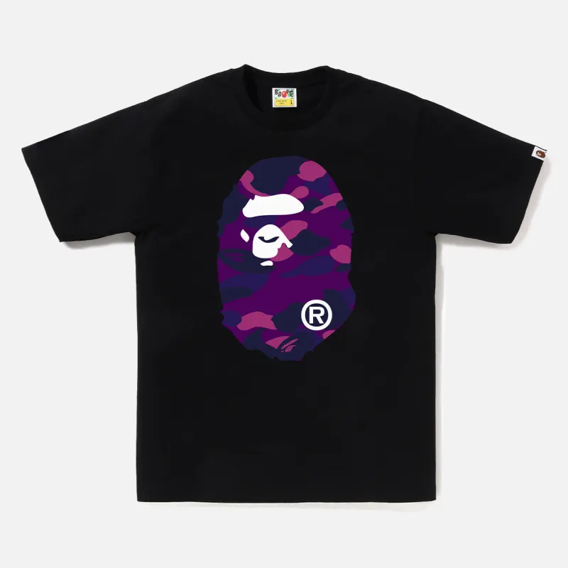 COLOR CAMO BIG APE HEAD TEE - BLACK / PURPLE sold by Lapstone & Hammer