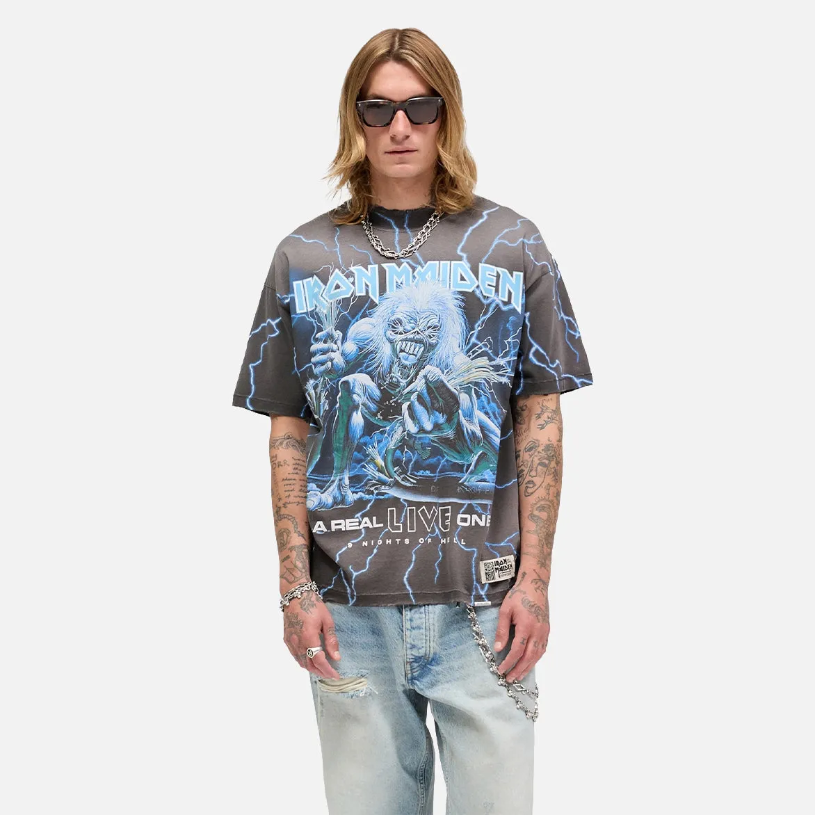 IRON MAIDEN X REPRESENT A REAL LIVE ONE T-SHIRT - SUNFADE GREY sold by Lapstone & Hammer product image thumbnail 3