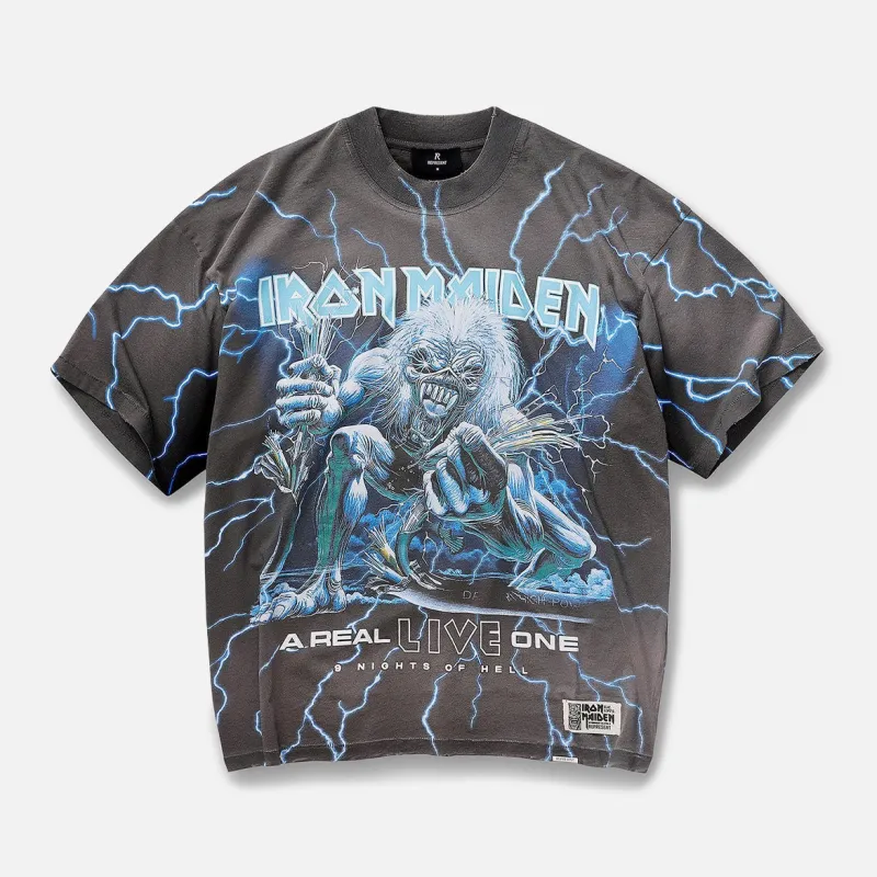 IRON MAIDEN X REPRESENT A REAL LIVE ONE T-SHIRT - SUNFADE GREY sold by Lapstone & Hammer