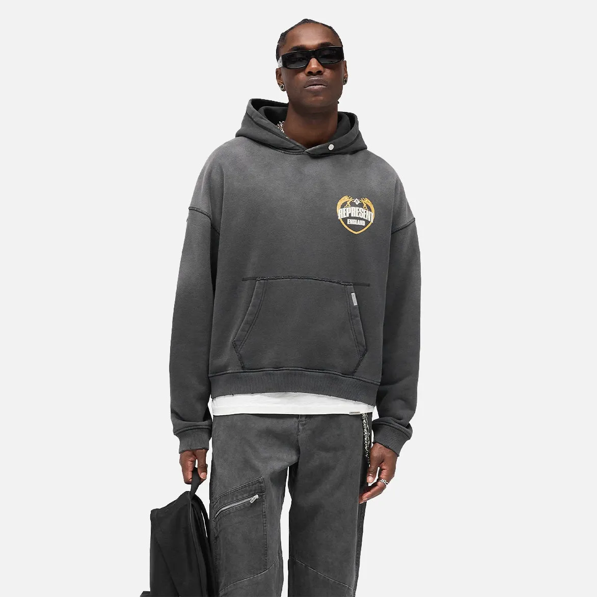 ANGEL BORDER HOODIE - STAINED BLACK sold by Lapstone & Hammer product image thumbnail 3