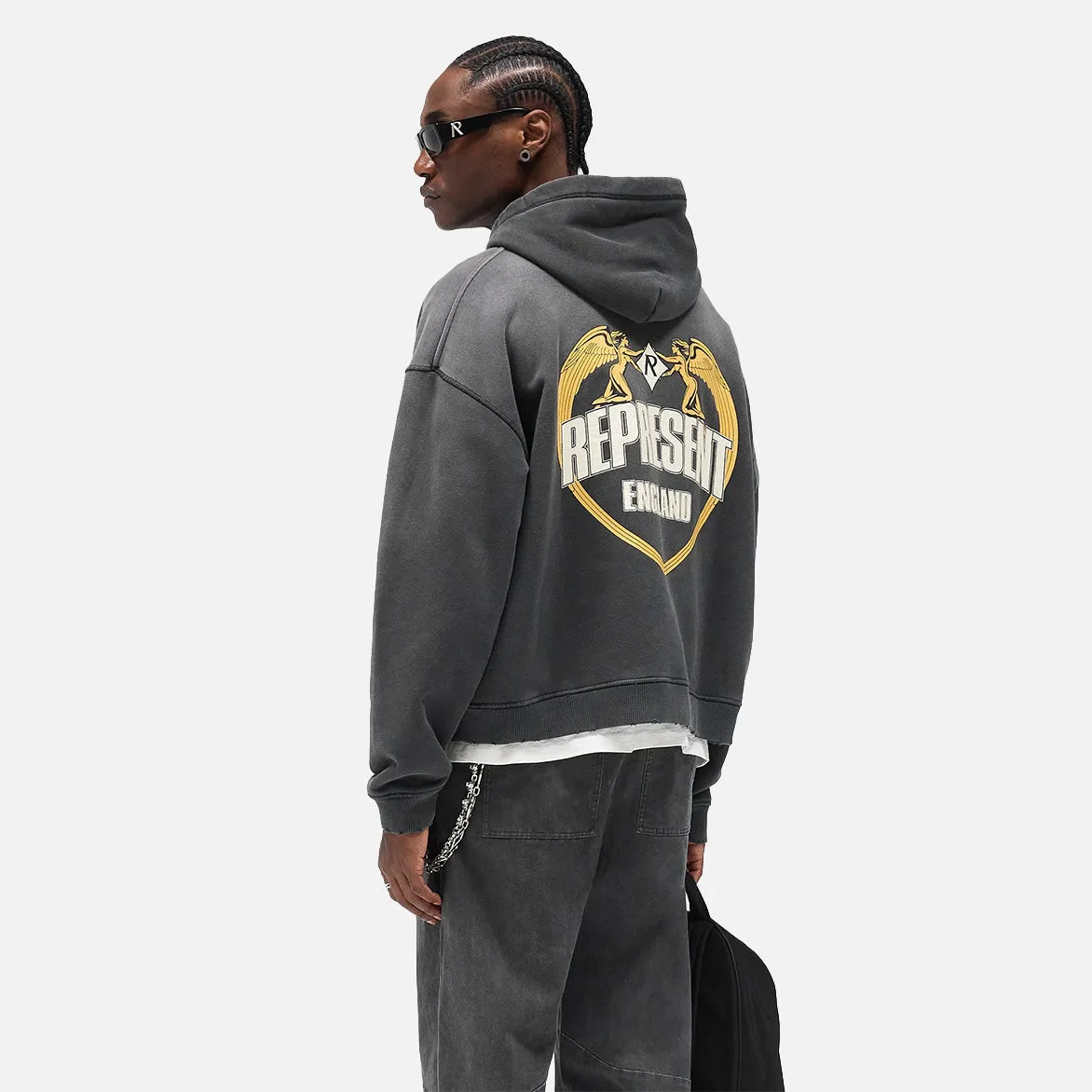 ANGEL BORDER HOODIE - STAINED BLACK sold by Lapstone & Hammer product image thumbnail 4