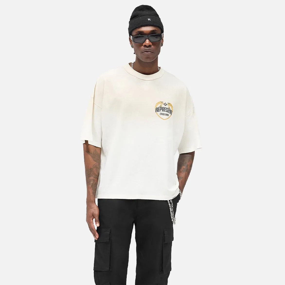 REPRESENT ANGEL BORDER TEE - WASHED ECRU sold by Lapstone & Hammer product image thumbnail 3