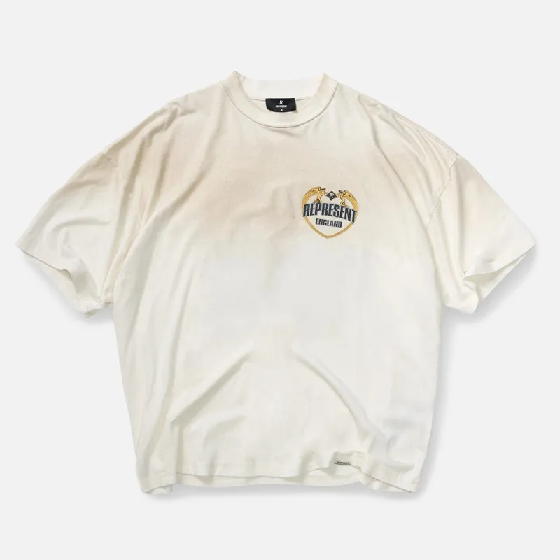 REPRESENT ANGEL BORDER TEE - WASHED ECRU sold by Lapstone & Hammer