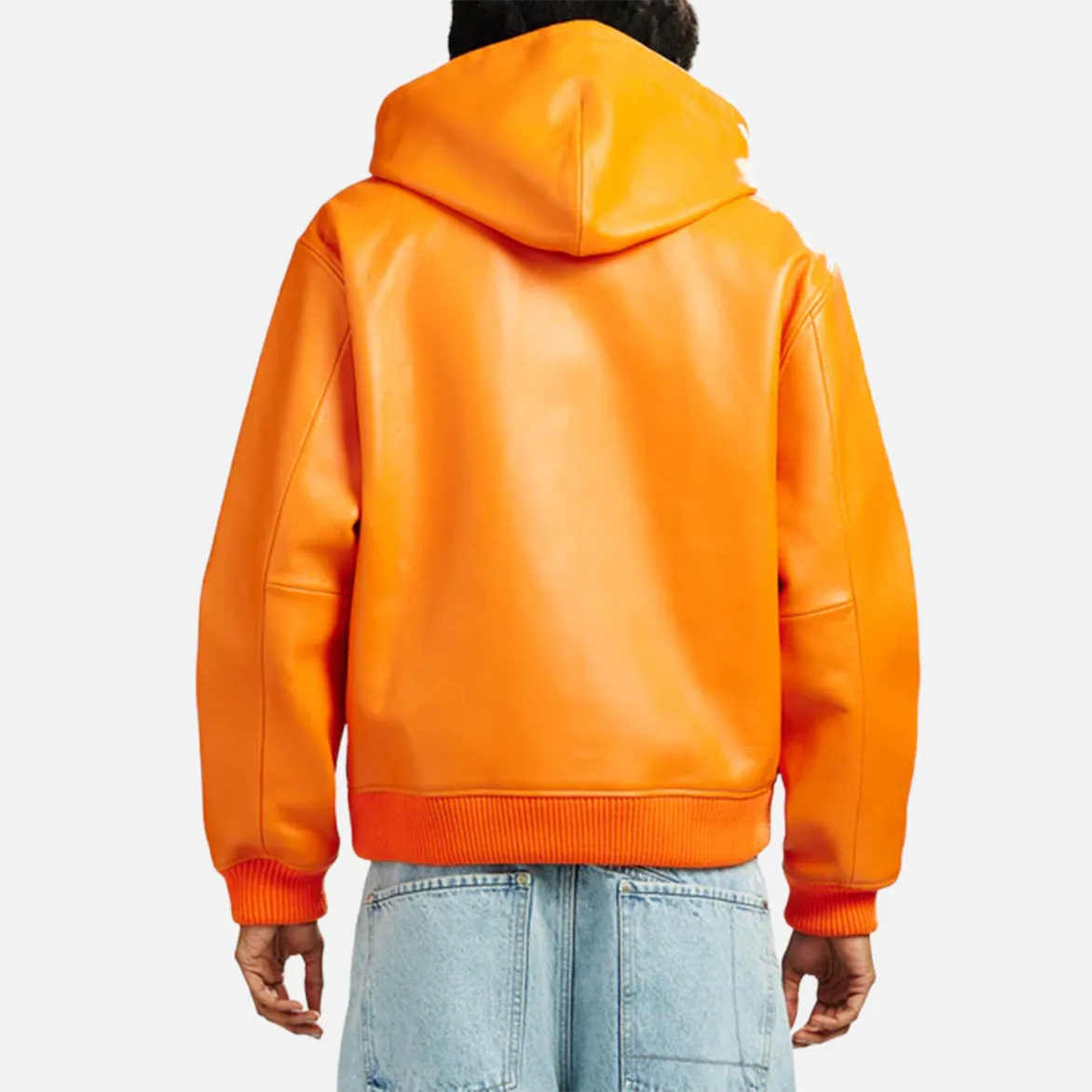 SCRIPT NAPPA LEATHER HOODIE - HAZARD ORANGE sold by Lapstone & Hammer product image thumbnail 4