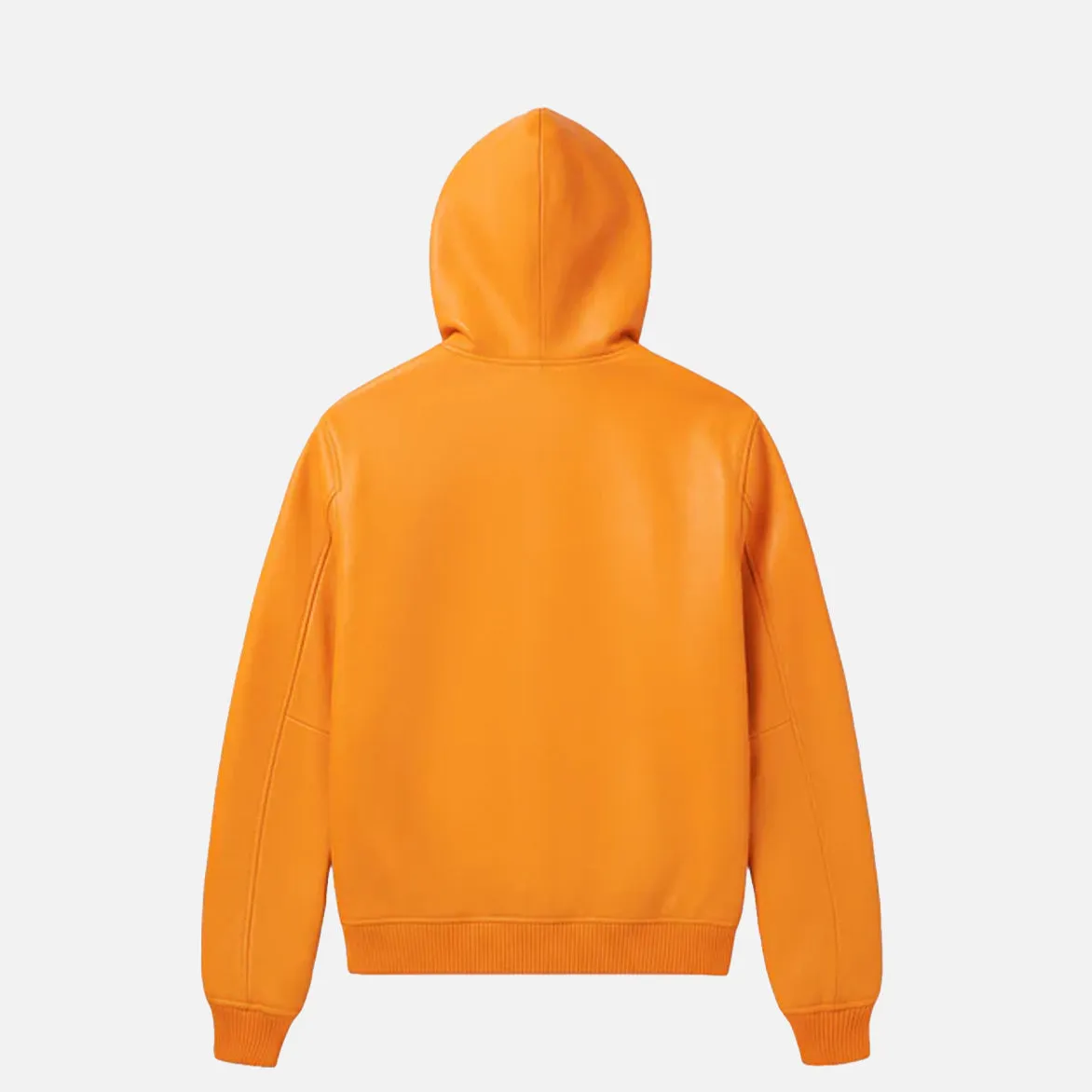 SCRIPT NAPPA LEATHER HOODIE - HAZARD ORANGE sold by Lapstone & Hammer product image thumbnail 2