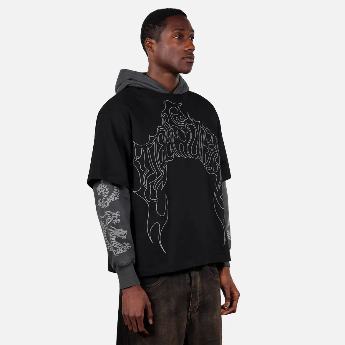 DRAGON LAYERED HOODIE - BLACK sold by Lapstone & Hammer product image thumbnail 4