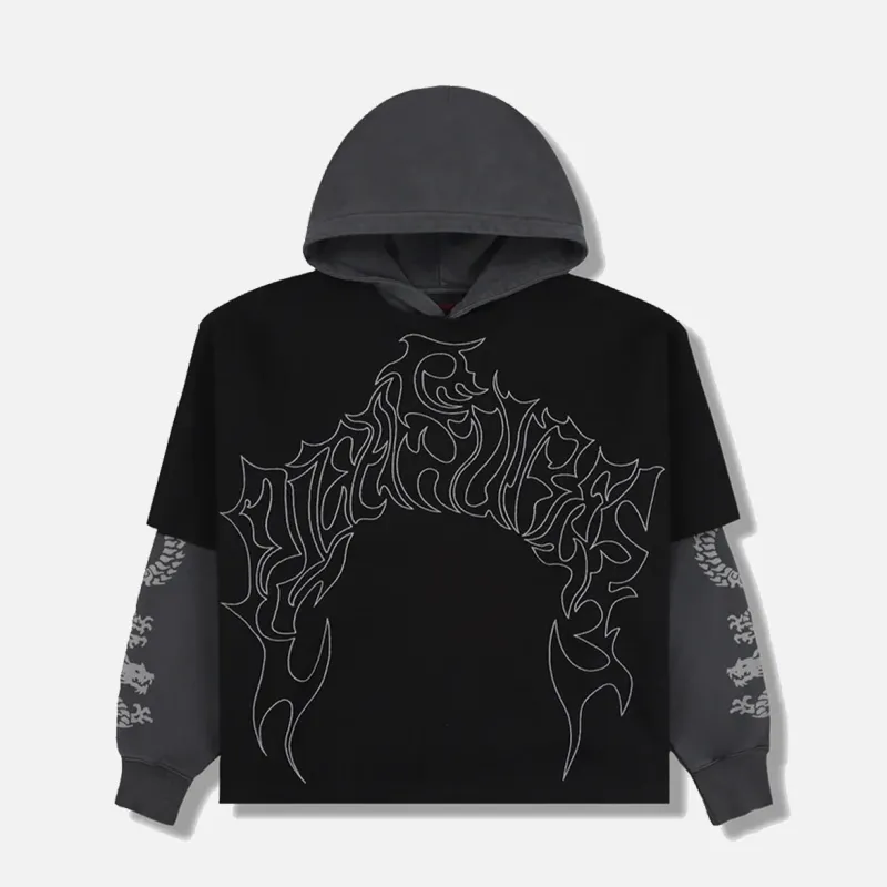 DRAGON LAYERED HOODIE - BLACK made by Pleasures