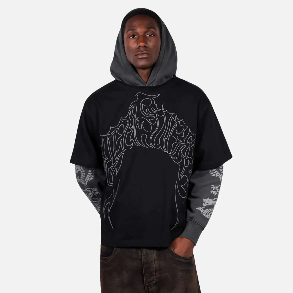 DRAGON LAYERED HOODIE - BLACK sold by Lapstone & Hammer product image thumbnail 3