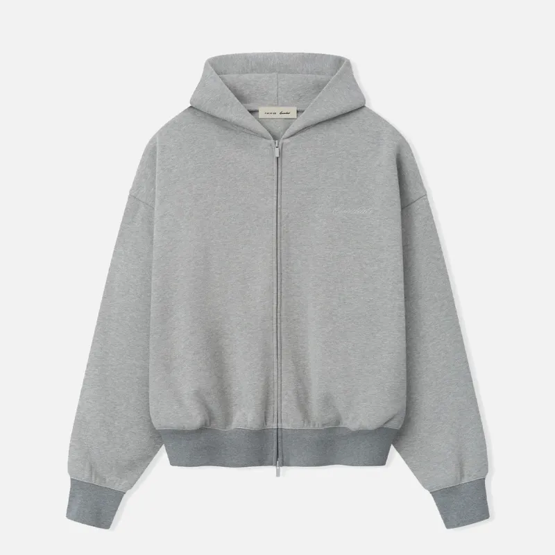 SIGNATURE CLASSIC FULL ZIP HOODIE - CONCRETE HEATHER made by Fear of God