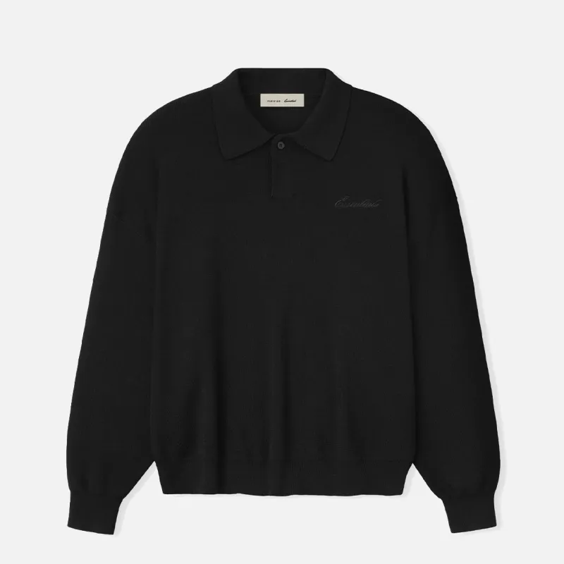 SIGNATURE 90S KNIT POLO - VINTAGE BLACK made by Fear of God