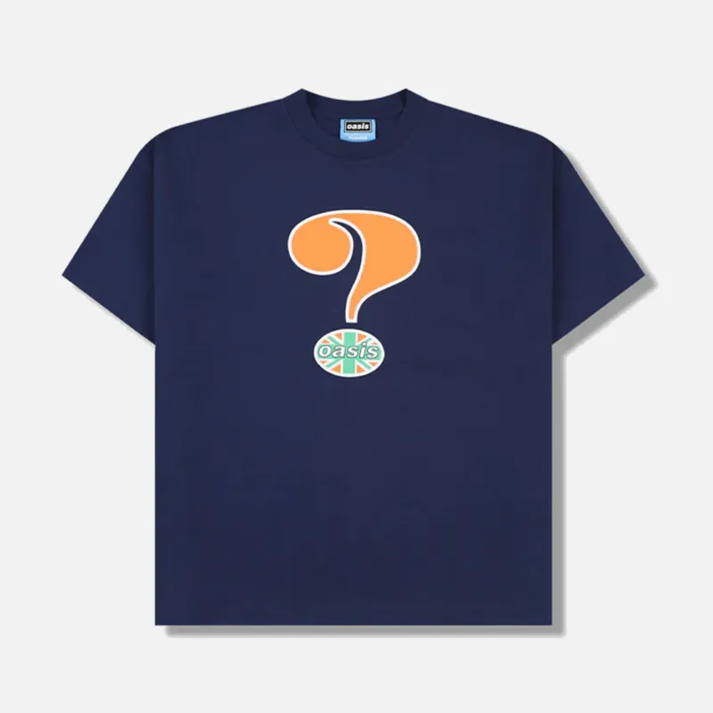 OASIS X PLEASURES QUESTION MARK T-SHIRT - NAVY made by Pleasures