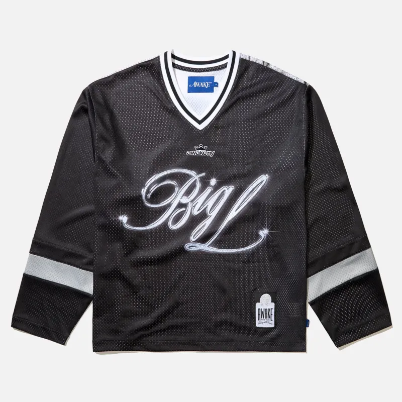 BIG L X AWAKE NY "THE BIG PICTURE" HOCKEY JERSEY - BLACK made by Awake