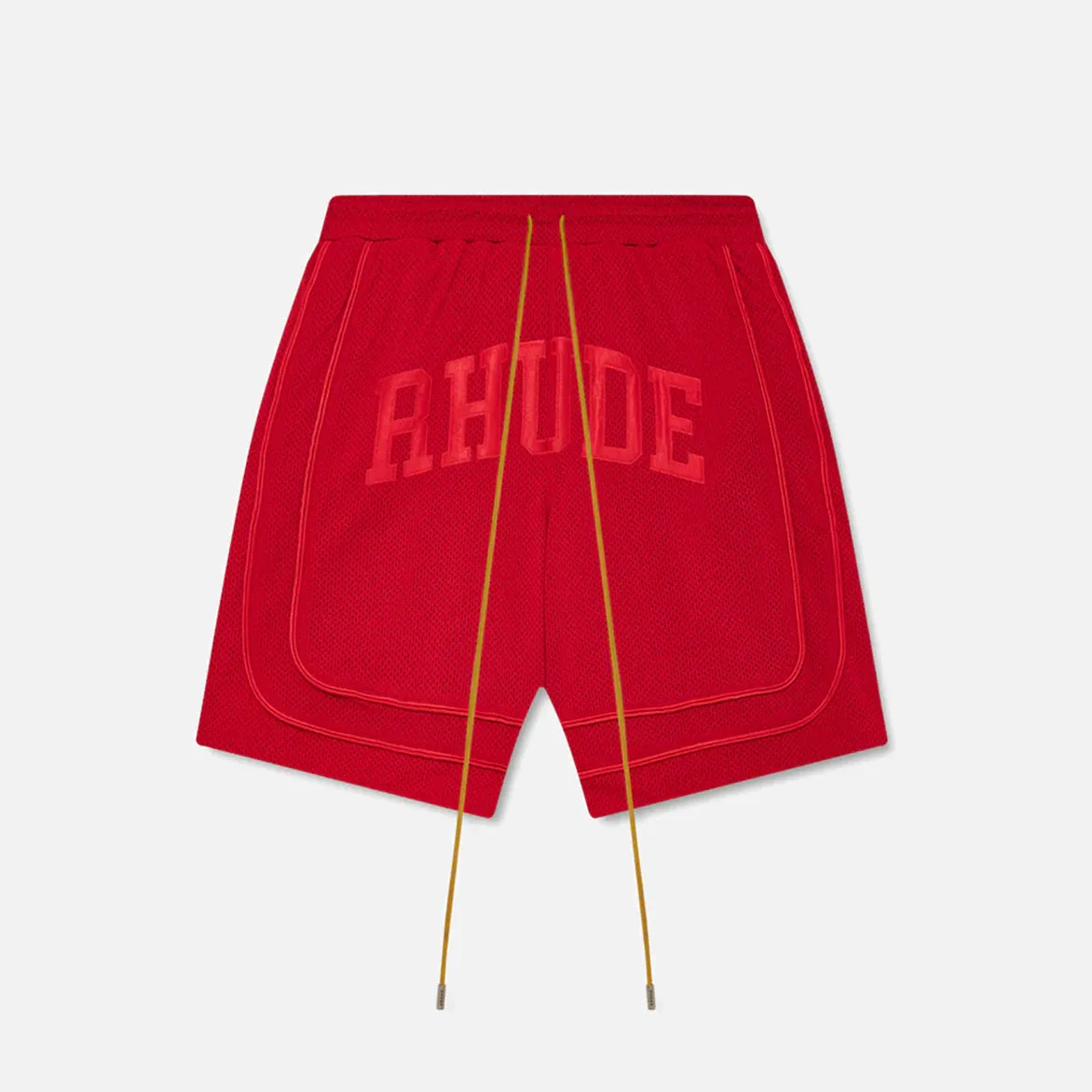 BAGGY MESH COLLEGIATE LOGO SHORTS - RED sold by Lapstone & Hammer