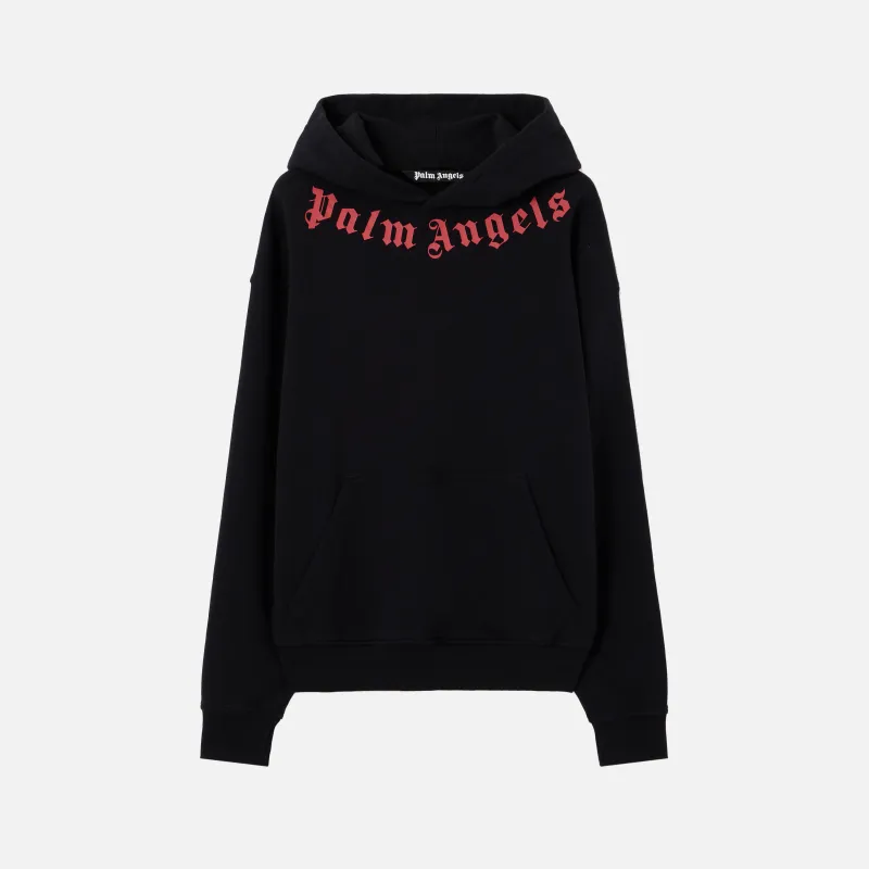 NECK LOGO REGULAR HOODIE - BLACK / RED made by Palm Angels