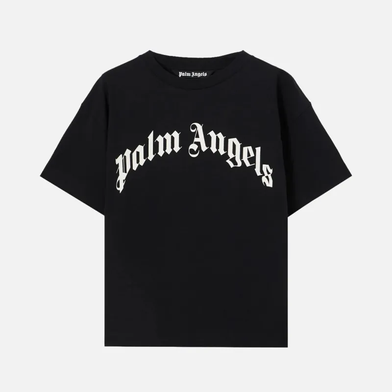 CURVED LOGO REGULAR TEE - BLACK / OFF WHITE made by Palm Angels