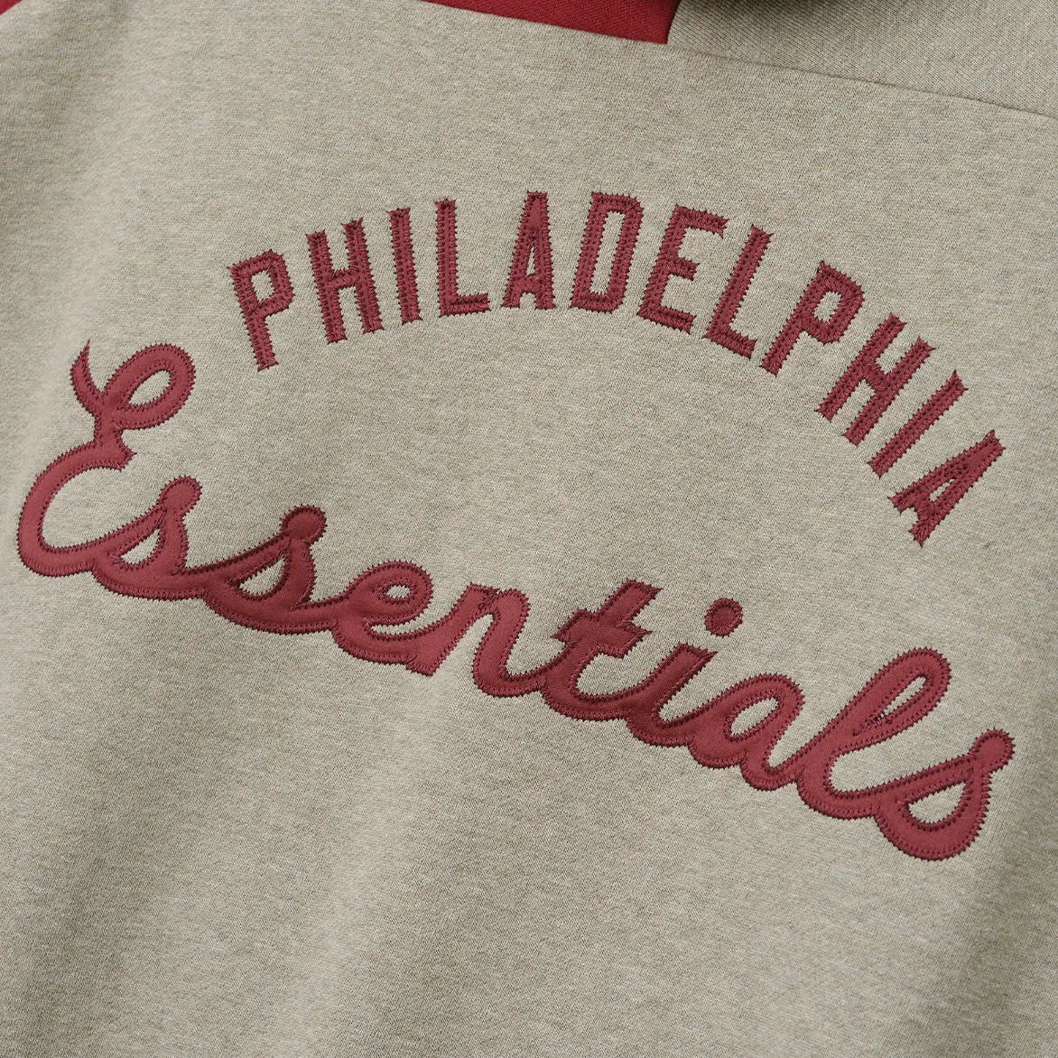 PHILLIES RAGLAN HALF ZIP SPORT HOODIE - SEAL HEATHER / CABERNET sold by Lapstone & Hammer product image thumbnail 4