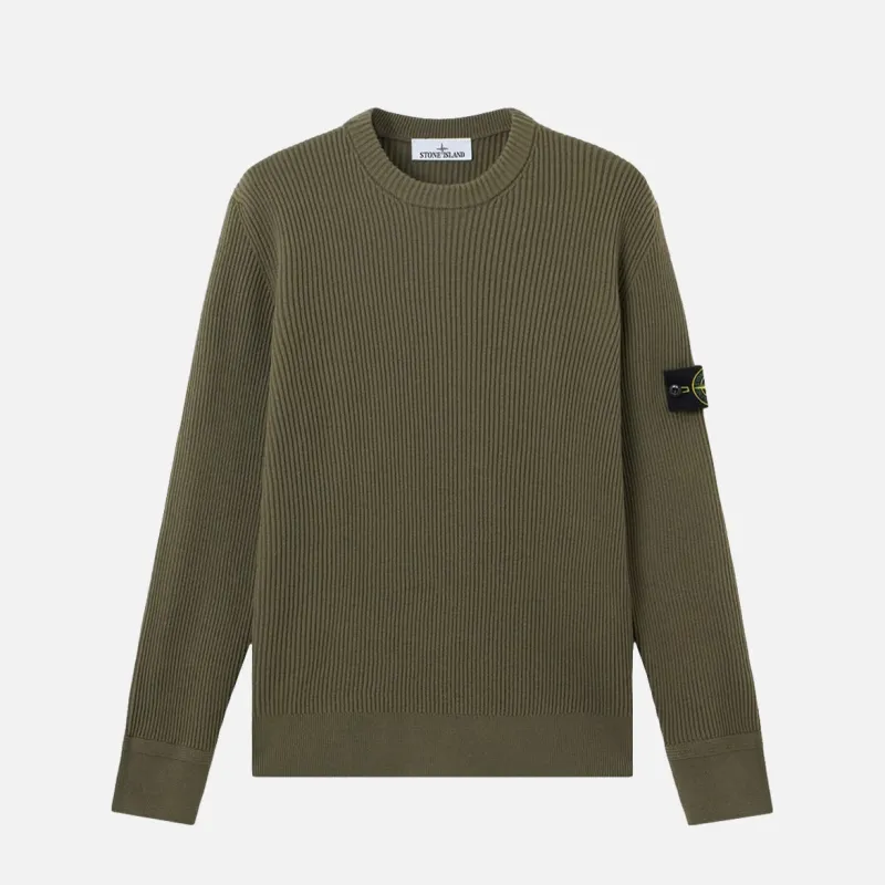 5100053 FULL RIB RWS WOOL CREWNECK SWEATER - MILITARY GREEN made by Stone Island